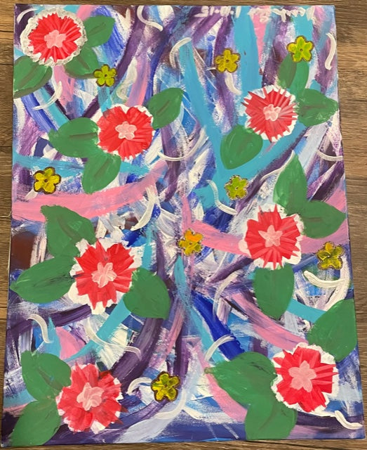 Abstract flowers on canvas