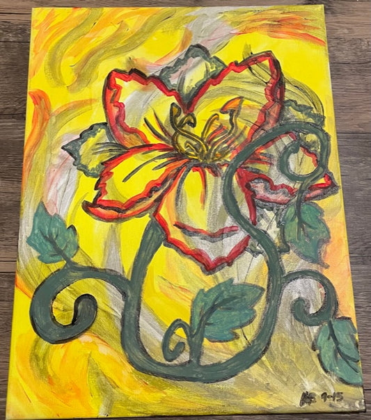 Flower on a vine on canvas