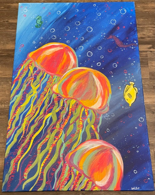 Jellyfish and Friends on Canvas